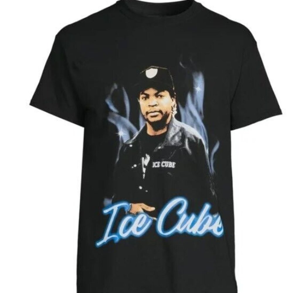 New Ice Cube Men's Black T-Shirt Blue Flame Tee Size XL,2XL,3XL